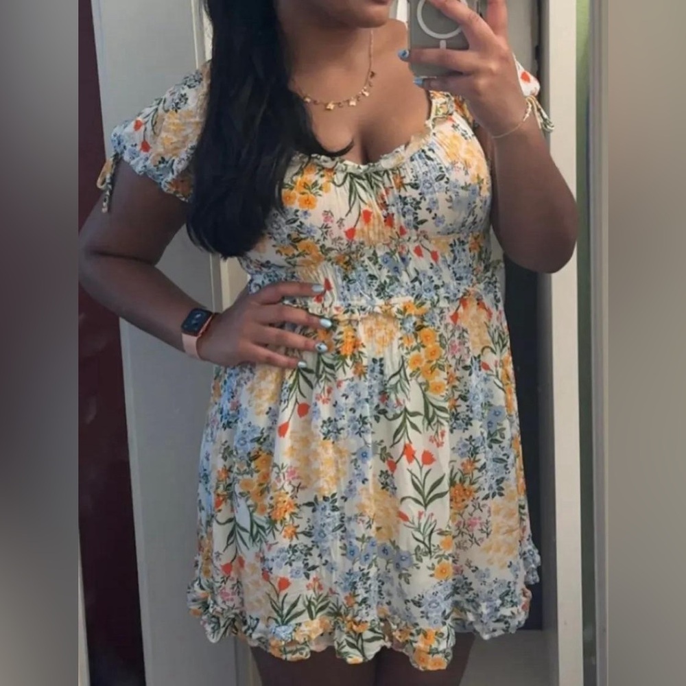 Liberty Floral Mini Dress - Blue and Yellow C